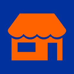 Logo Beispiel Eiscafe-Stand Farbgebung blau und orange