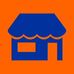 Logo Beispiel Eiscafe-Stand Farbgebung orange und blau